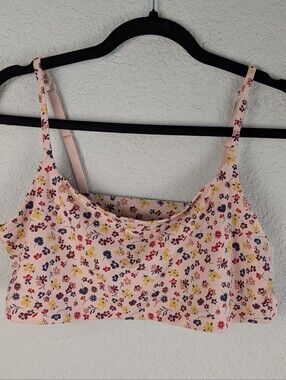NWT Old Navy Unlined Bralette 2X Pink Floral Adjustable Straps Soft Casual